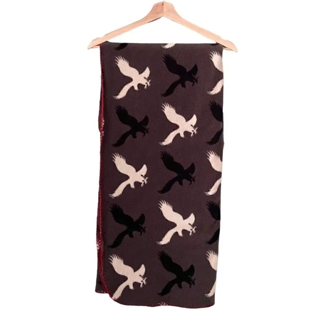 American Eagle Outfitters Logo Black & White Eagles Fleece Throw Blanket